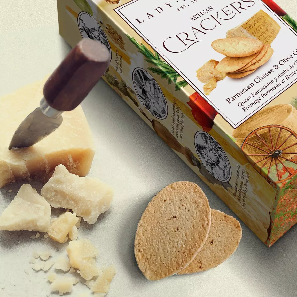 Crackers with Parmigiano Reggiano & olive oil - Lady Joseph