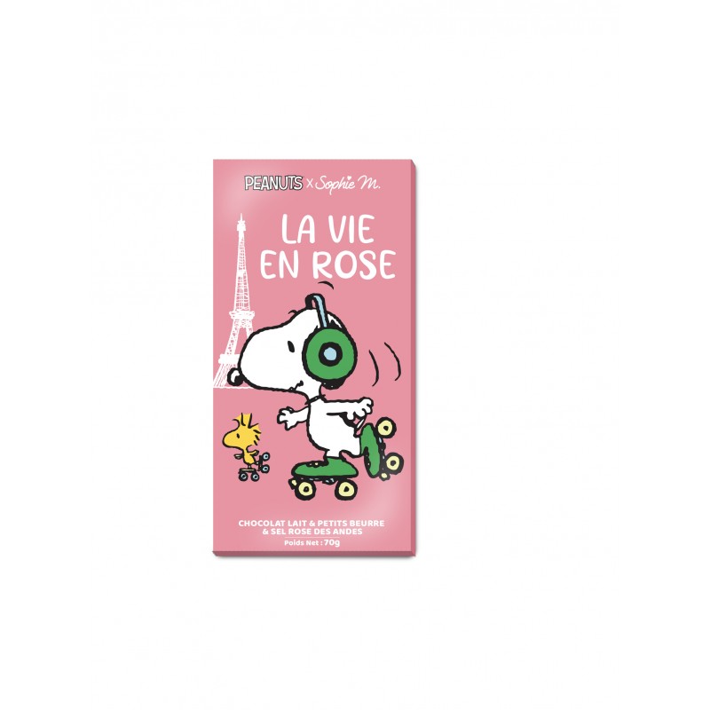 Snoopy - Milk Chocolate Bar with Ptit Beurre & Andean Pink Salt - LA VIE EN ROSE