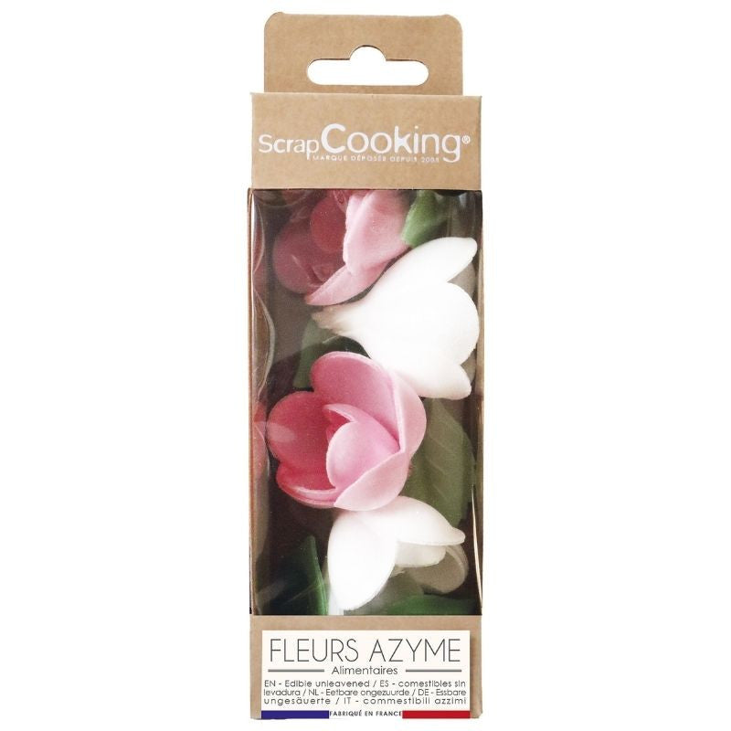 Edible Wafer Decorations 4 roses + 6 green leaves - Scrapcooking