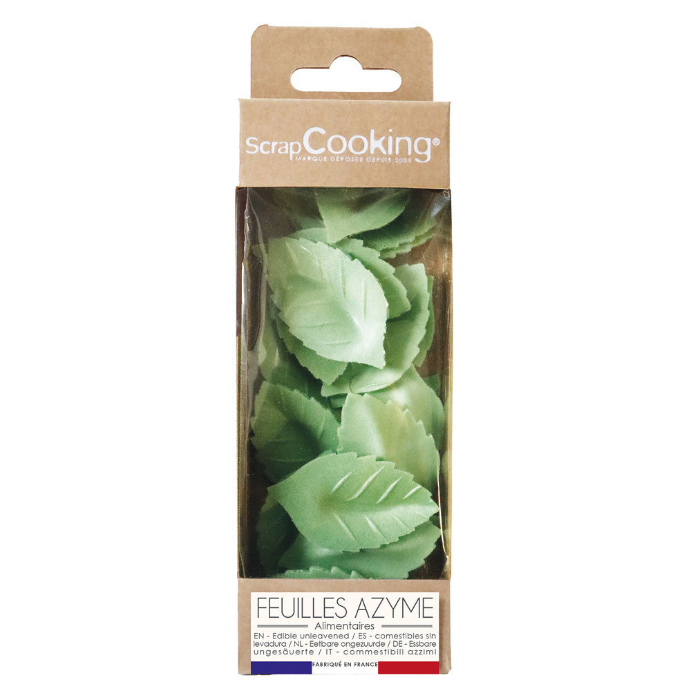 24 Green Leaf Edible Wafer Decorations - Scrapcooking