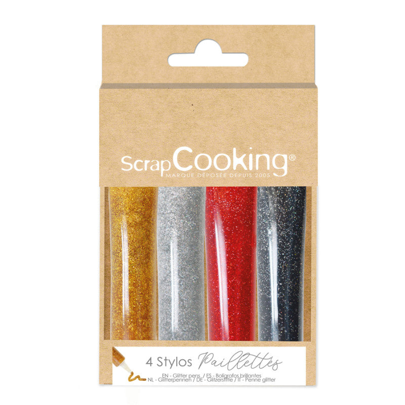 Set of 4 Edible Glitter Pens - Scrapcooking