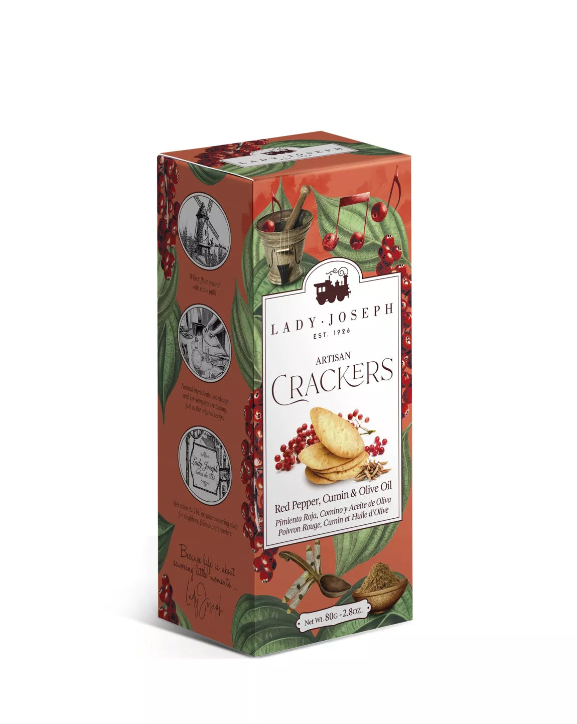 Artisan crackers with Red Pepper, Cumin & Olive Oil - Lady Joseph