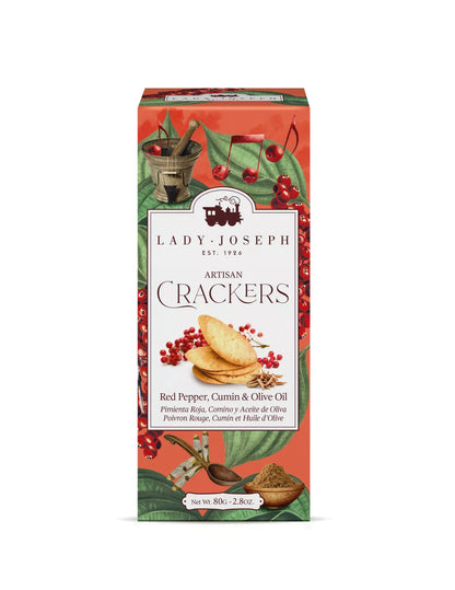 Artisan crackers with Red Pepper, Cumin & Olive Oil - Lady Joseph