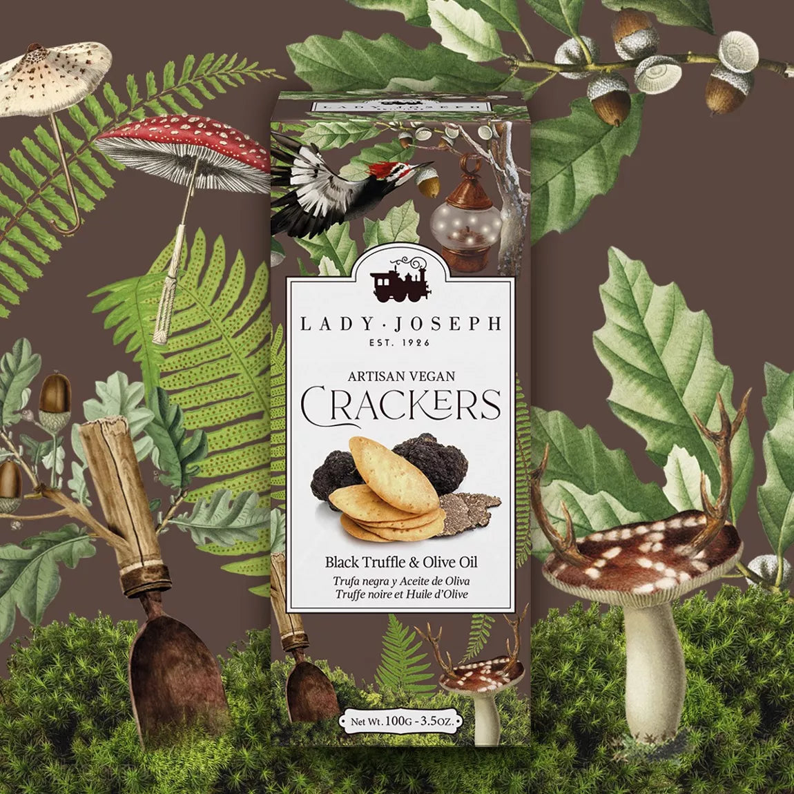 Artisan Vegan Crackers with Black Truffle & Olive Oil  - Lady Joseph