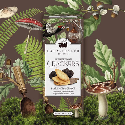 Artisan Vegan Crackers with Black Truffle & Olive Oil  - Lady Joseph