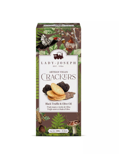Artisan Vegan Crackers with Black Truffle & Olive Oil  - Lady Joseph