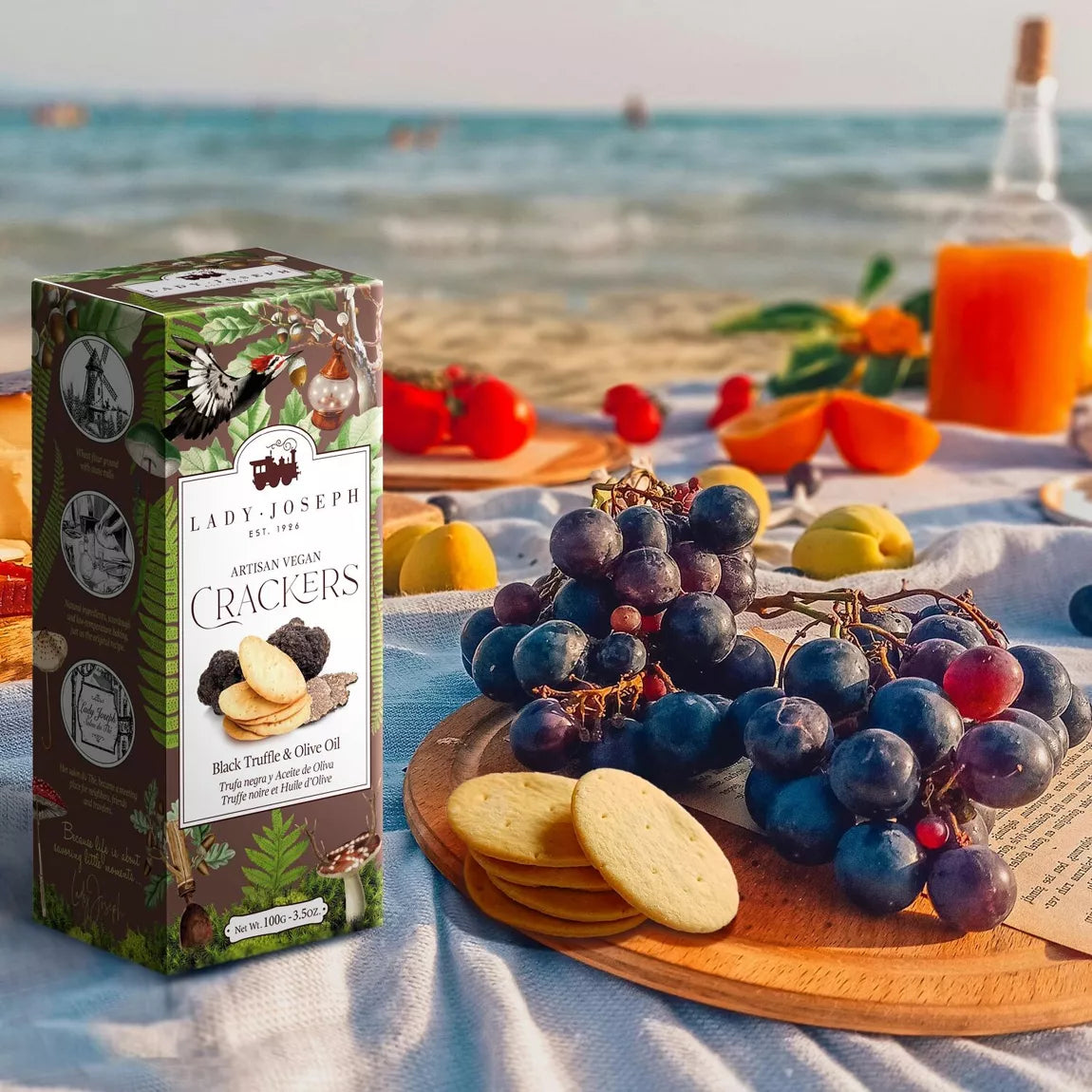 Artisan Vegan Crackers with Black Truffle & Olive Oil  - Lady Joseph