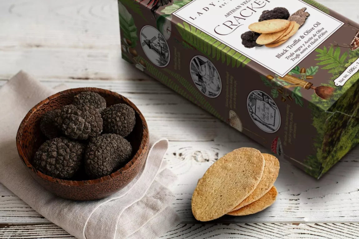 Artisan Vegan Crackers with Black Truffle & Olive Oil  - Lady Joseph