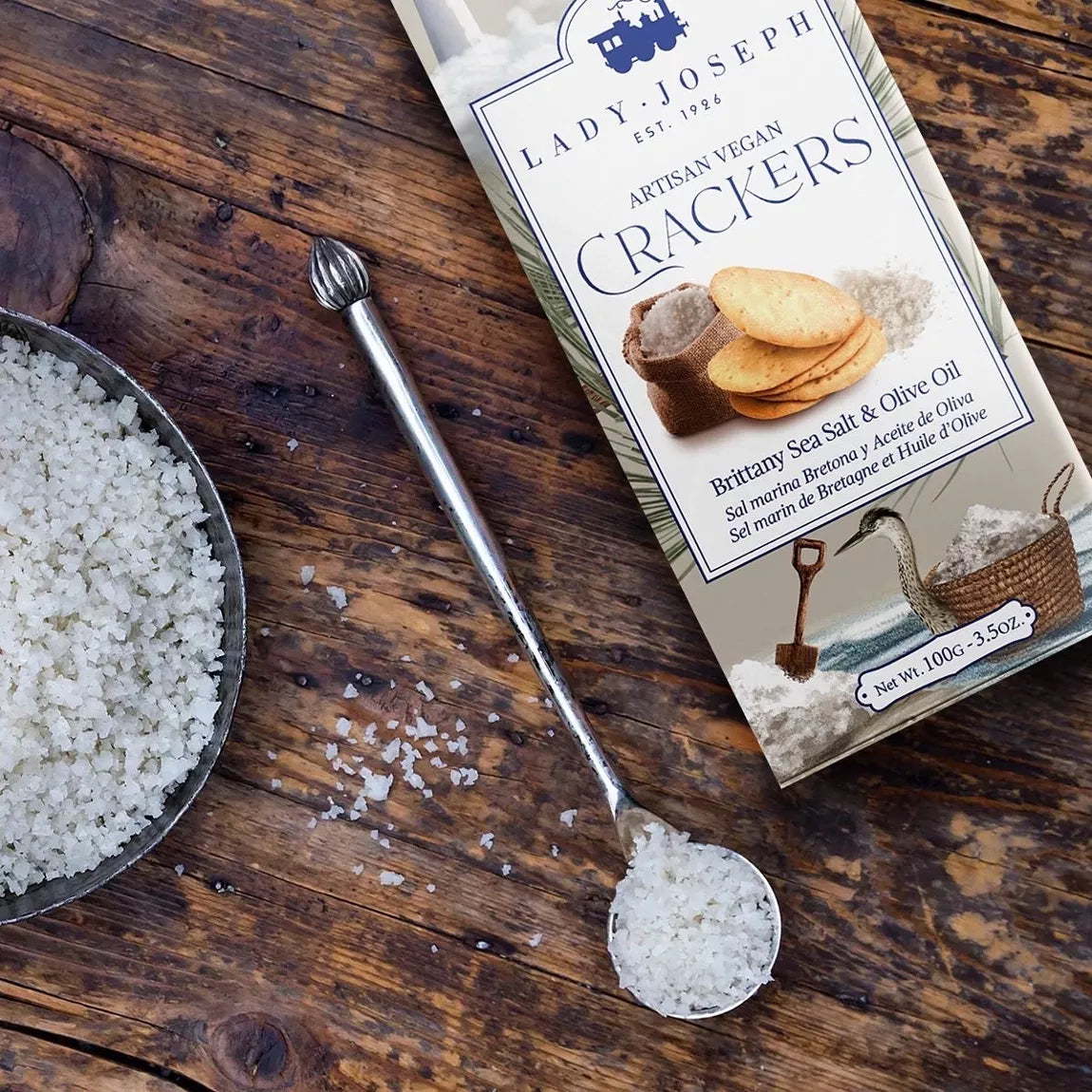 Artisan Crackers with Guérande Sea Salt & Olive Oil - Lady Joseph