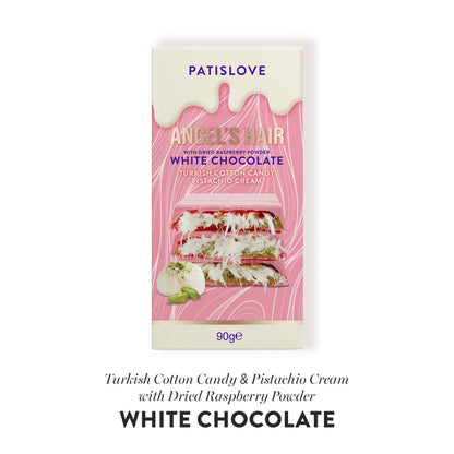 Angel’s Hair White Chocolate with Dried Raspberry Powder - Patislove 90gr