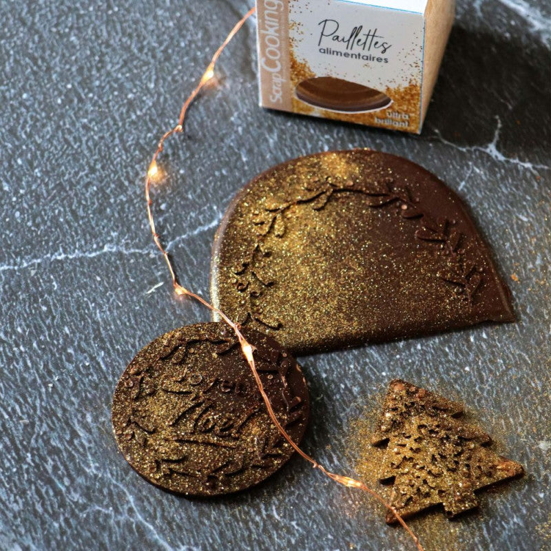 Gold Edible Glitter Flakes  - Scrapcooking