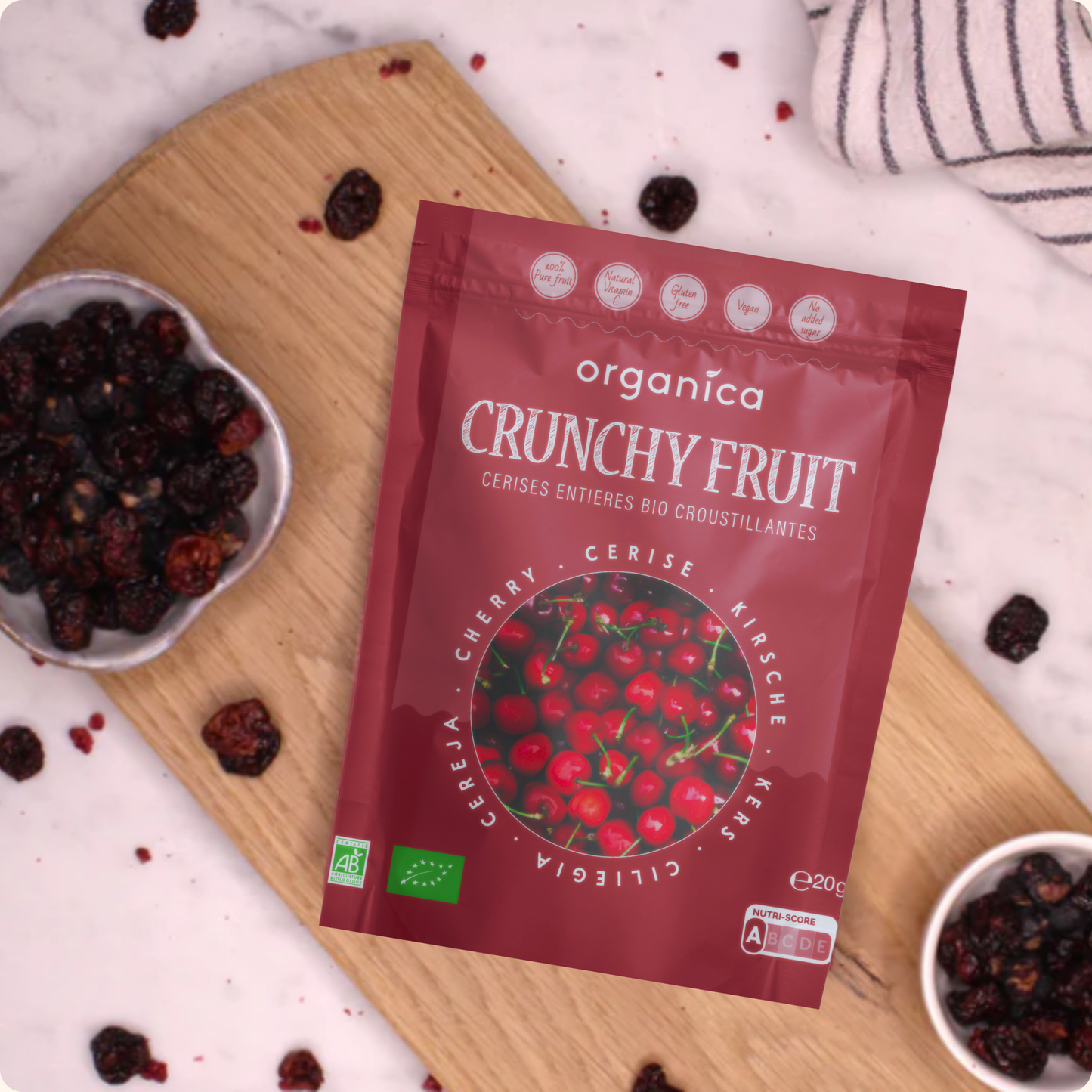 Organic freeze-dried cherries 100% pure fruit | Organica Food