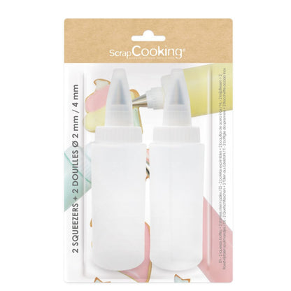 2 Squeeze Bottles & 2 Icing Piping Tips - Scrapcooking