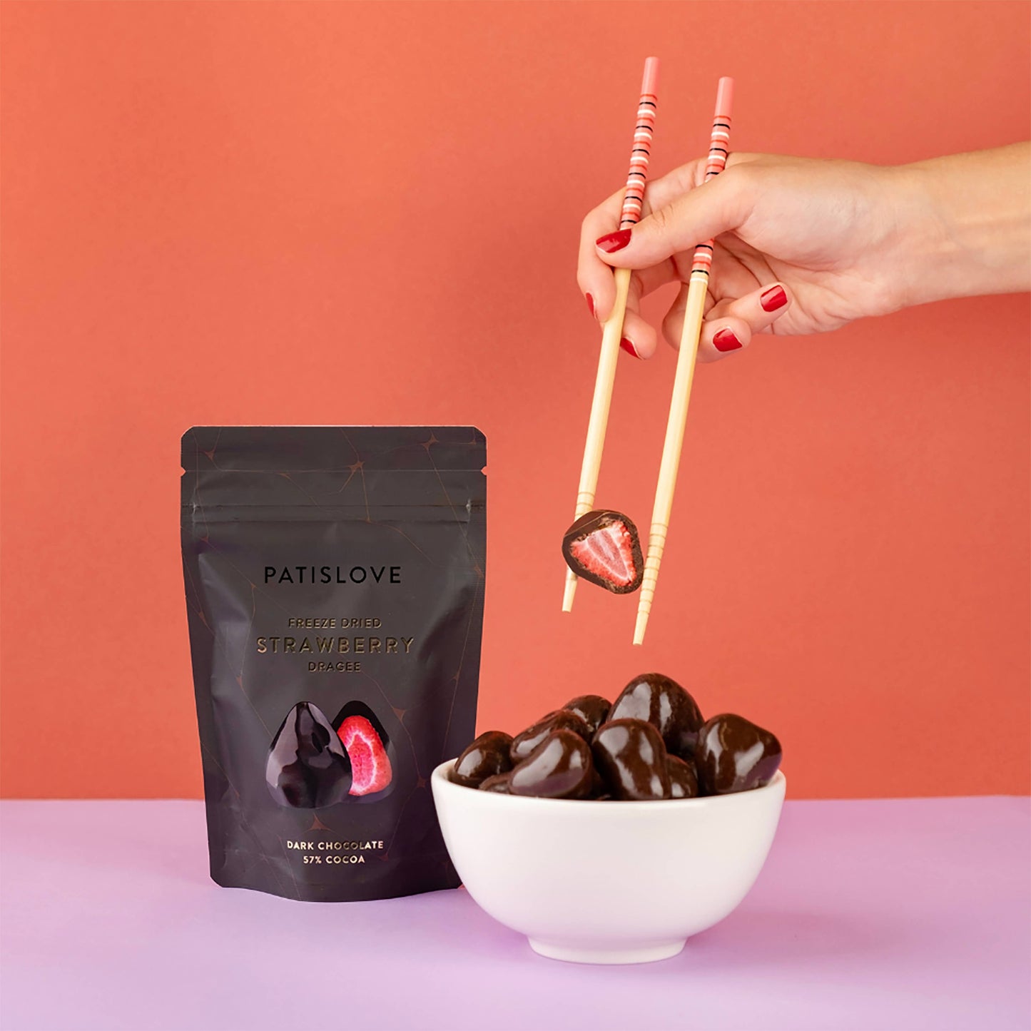 Dark Chocolate Covered Freeze Dried Strawberry - Patislove