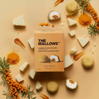 Caramel Filled Mallows, White Chocolate & Passion Fruit - The Mallows