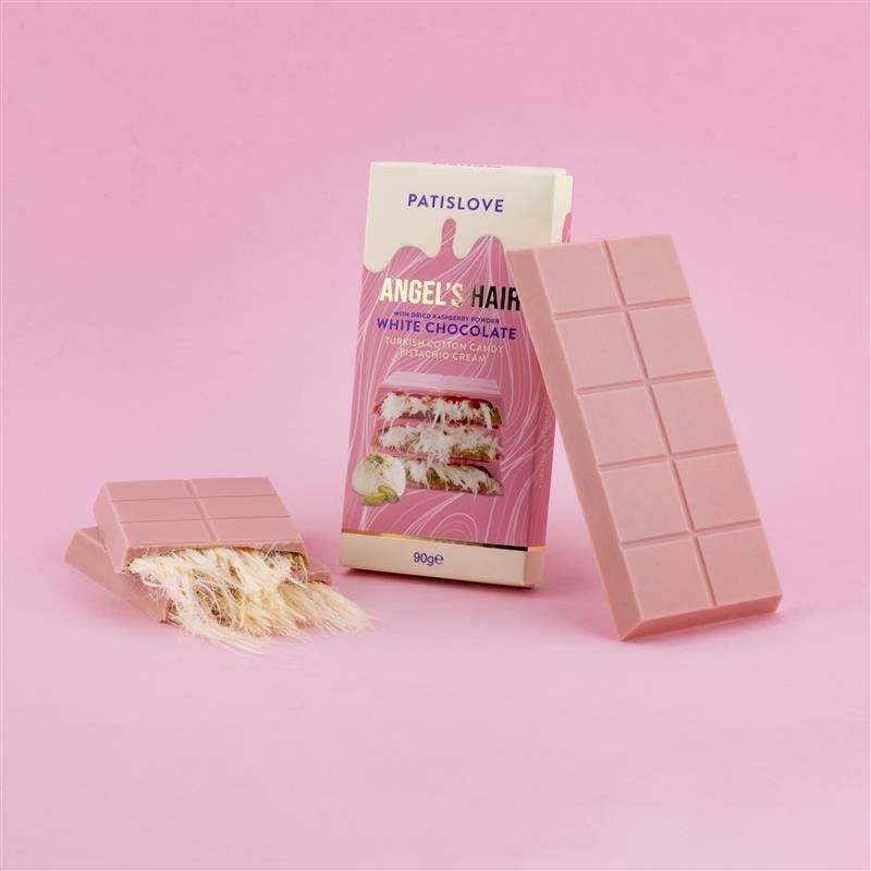 Angel’s Hair White Chocolate with Dried Raspberry Powder - Patislove 90gr