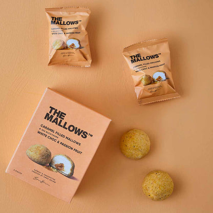 Caramel Filled Mallows, White Chocolate & Passion Fruit - The Mallows