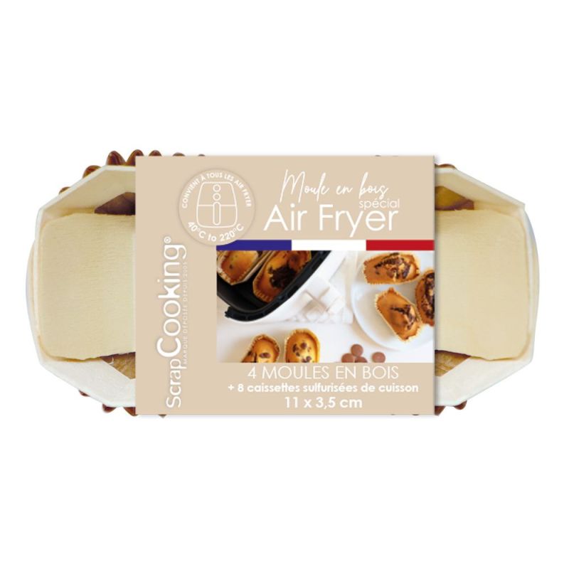 Mini wooden cake molds & 8 cupcake cases Ø11cm- Scrapcooking