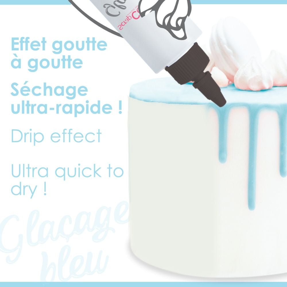 Chocolate Flavour Glaze Blue Drip cake - Scrapcooking