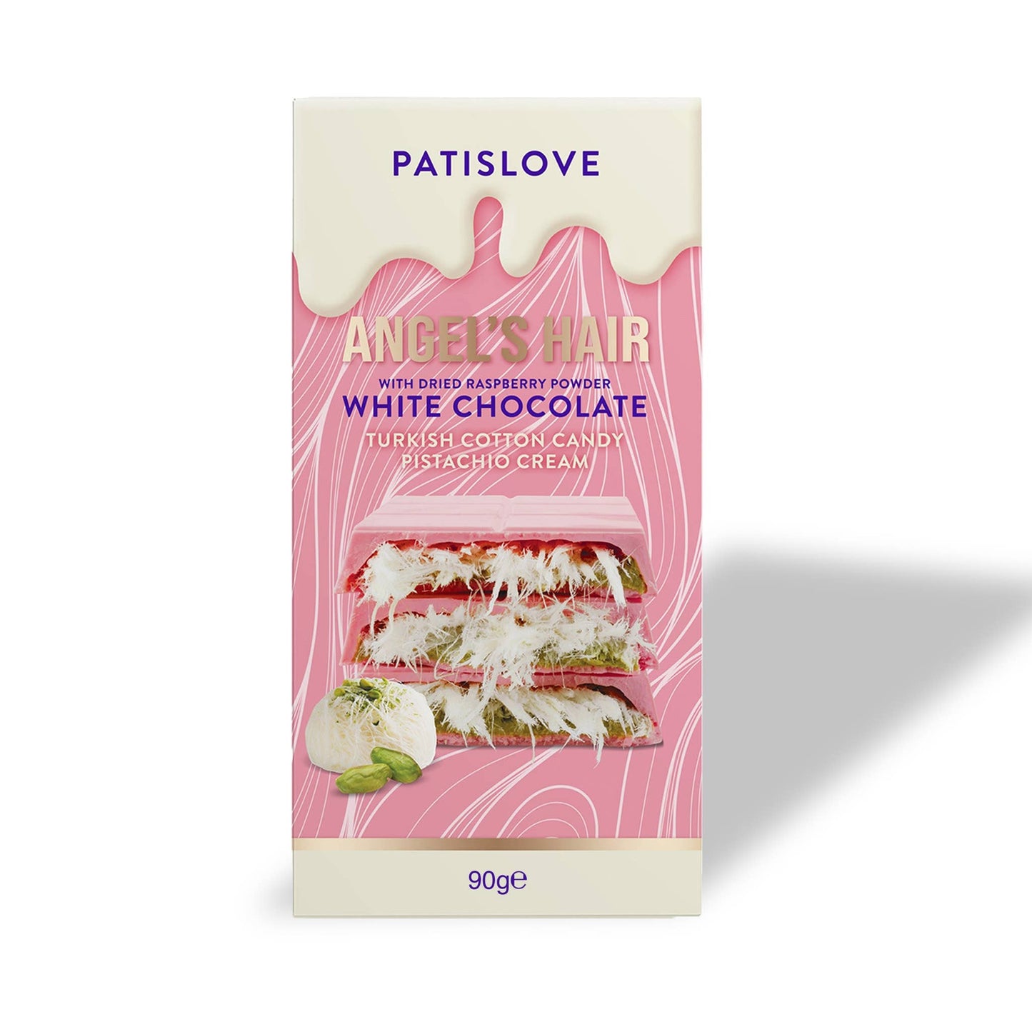 Angel’s Hair White Chocolate with Dried Raspberry Powder - Patislove 90gr