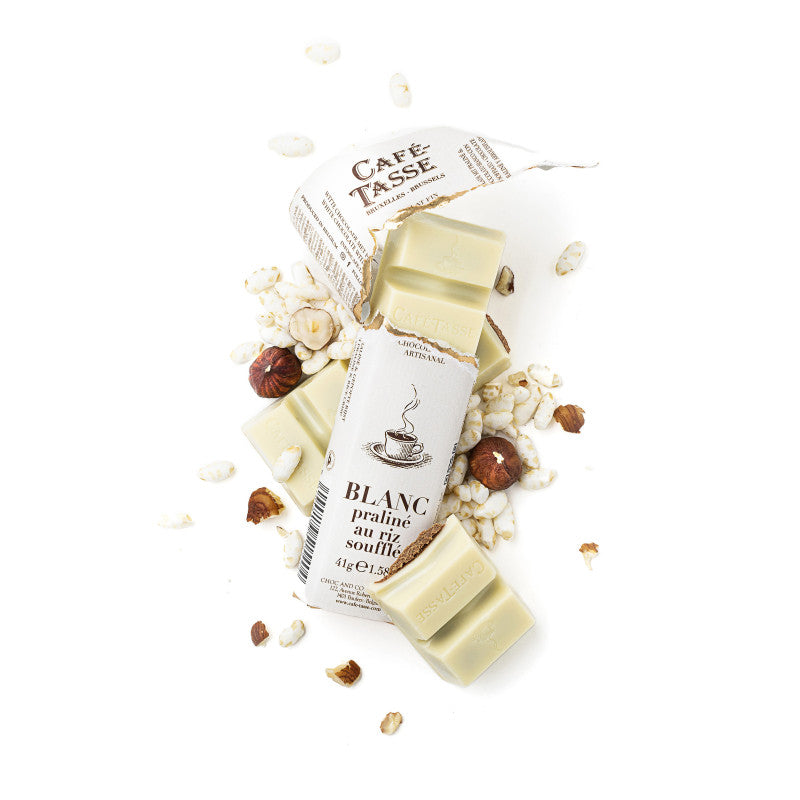 White Chocolate, Praline & Puffed Rice - Café Tasse