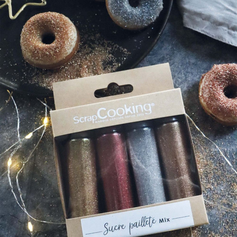 Iridescent Sugar Mix (Gold, Pink Gold, Silver & Ruby )- Scrapcooking