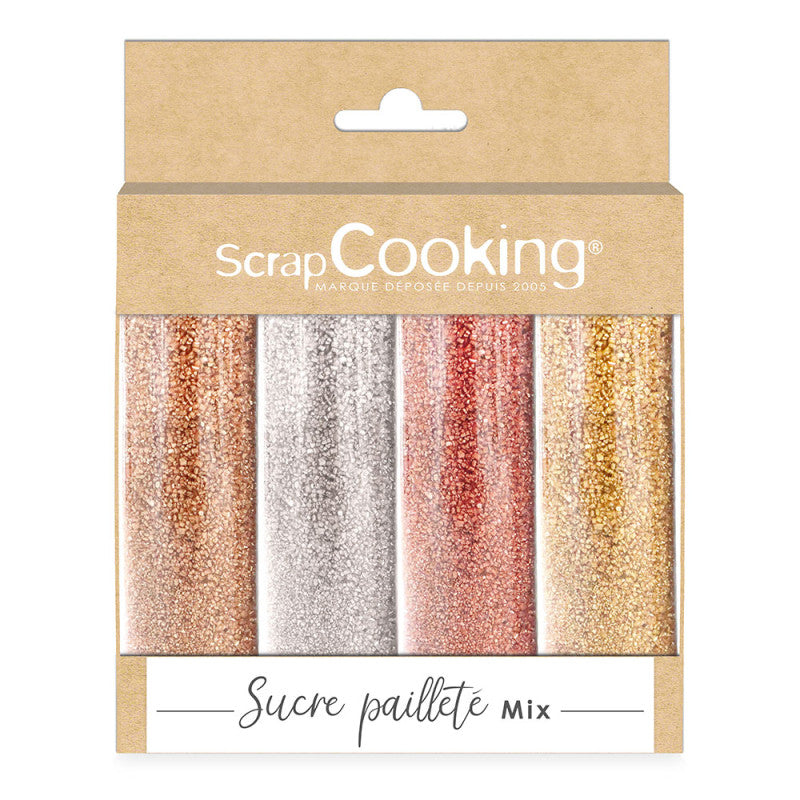 Iridescent Sugar Mix (Gold, Pink Gold, Silver & Ruby )- Scrapcooking