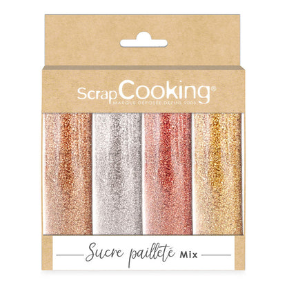 Iridescent Sugar Mix (Gold, Pink Gold, Silver & Ruby )- Scrapcooking