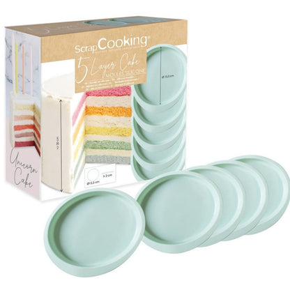 5 Silicone Layer Cake Moulds 16cm- Scrapcooking