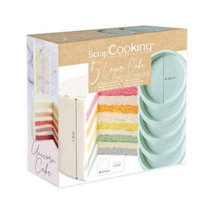 5 Silicone Layer Cake Moulds 16cm- Scrapcooking