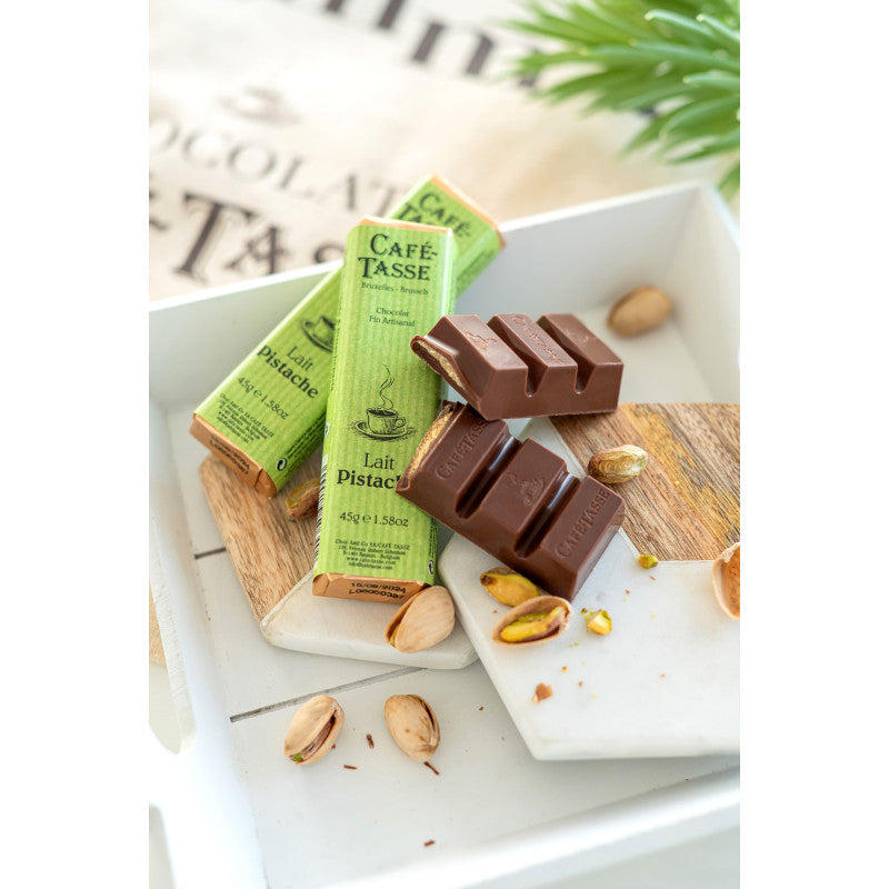 Milk chocolate filled with Pistachio Praliné - Café Tasse
