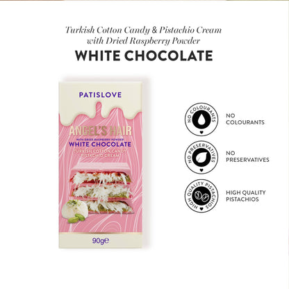Angel’s Hair White Chocolate with Dried Raspberry Powder - Patislove 90gr