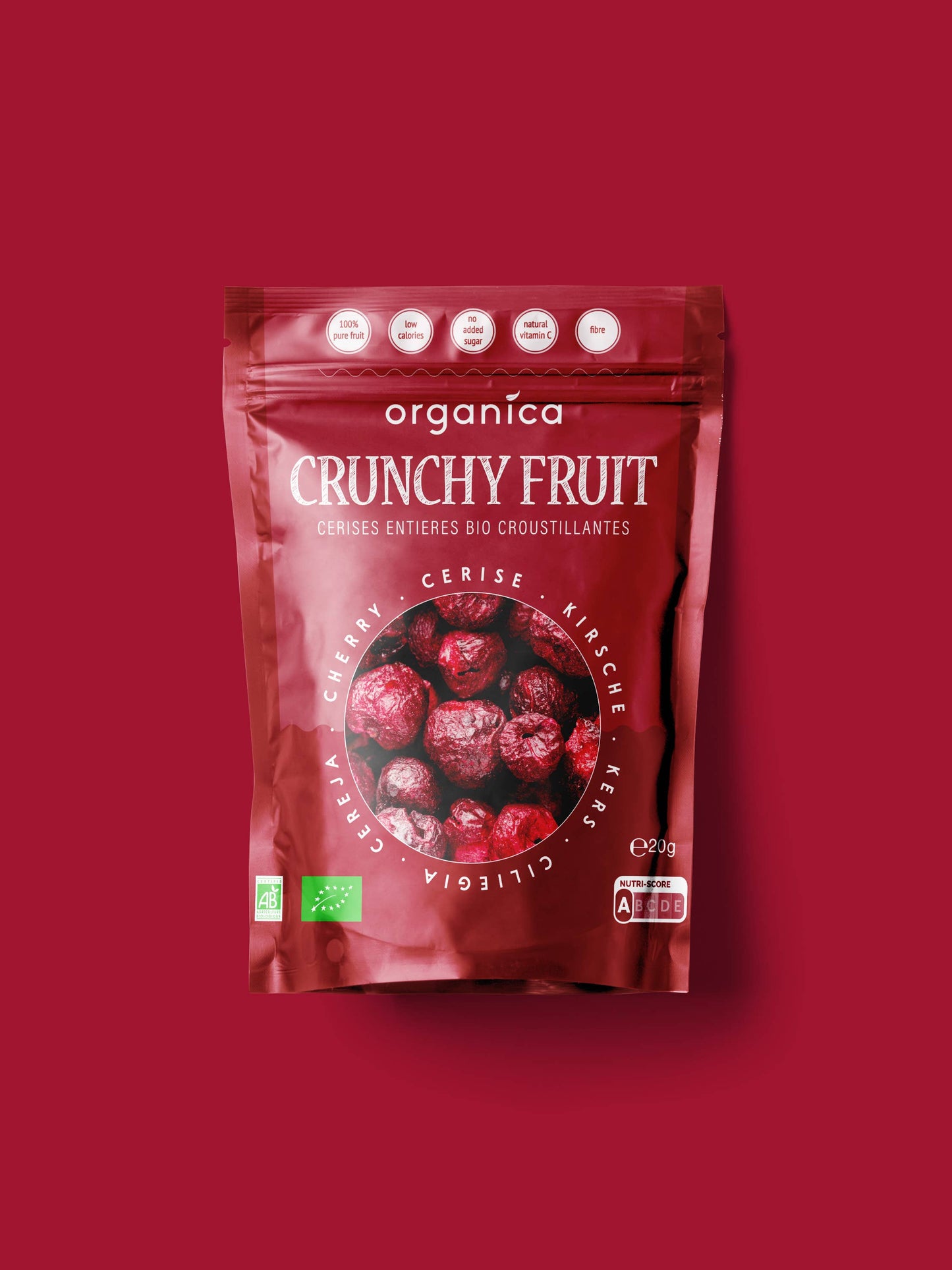 Organic freeze-dried cherries 100% pure fruit | Organica Food