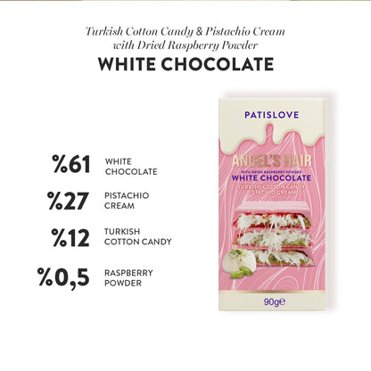 Angel’s Hair White Chocolate with Dried Raspberry Powder - Patislove 90gr