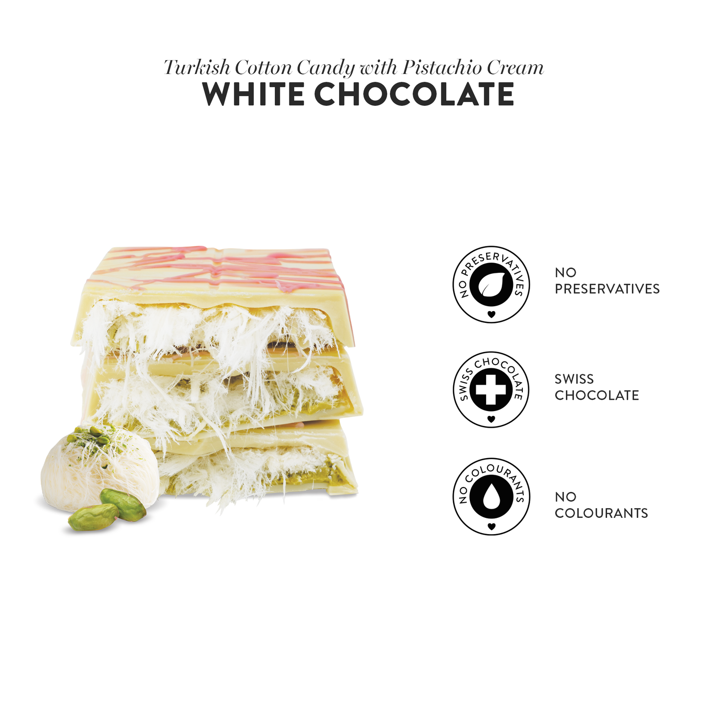 Angel’s Hair White Chocolate Pistachio & Cotton Candy - Patislove