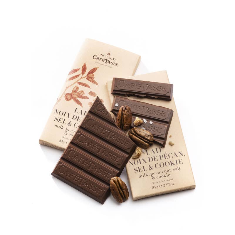 Milk Chocolate, Pecans, Salt & Cookies - Café Tasse