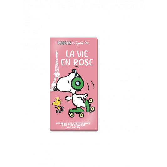 Snoopy - Milk Chocolate Bar with Ptit Beurre & Andean Pink Salt - LA VIE EN ROSE
